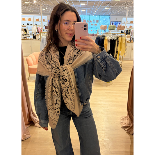 FLORA BANDANA SCARF BEIGE