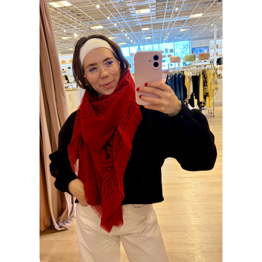 FLORA BANDANA SCARF RED
