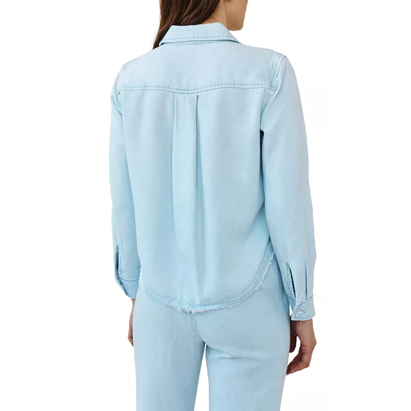 TWO POCKET FRAY HEM SHIRT COASTAL FADE WASH