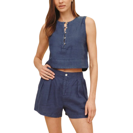 SLEEVELESS HALF PLACKET PULLOVER MIDNIGHT SURF