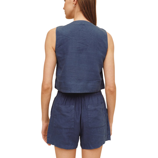 SLEEVELESS HALF PLACKET PULLOVER MIDNIGHT SURF