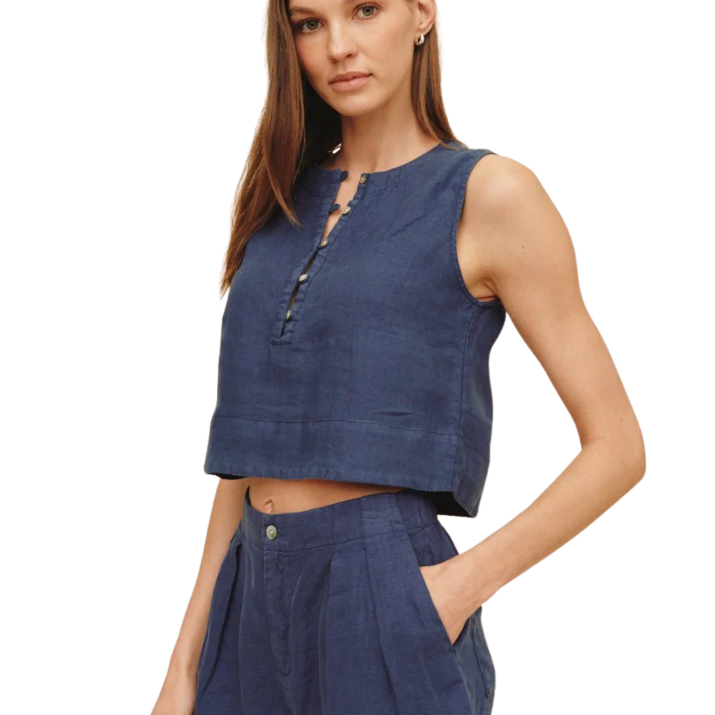 SLEEVELESS HALF PLACKET PULLOVER MIDNIGHT SURF