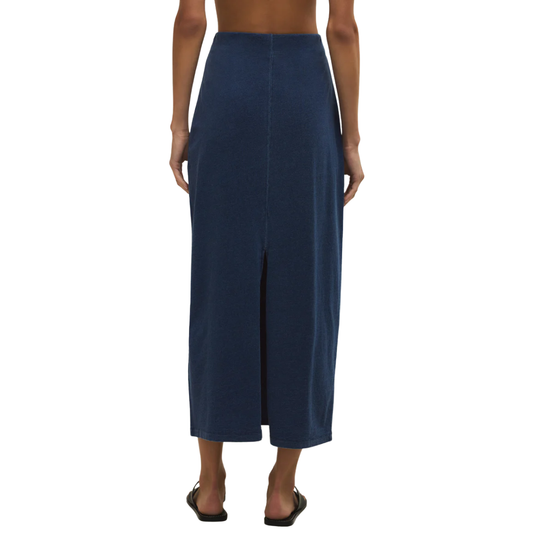 GAIL JERSEY DENIM MIDI SKIRT INDIGO