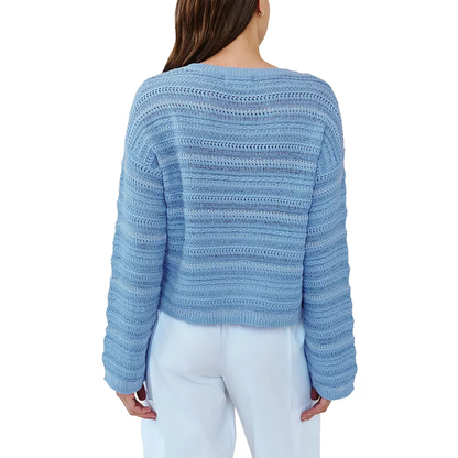 TEXTURED CREW NECK SWEATER SEA BREEZE