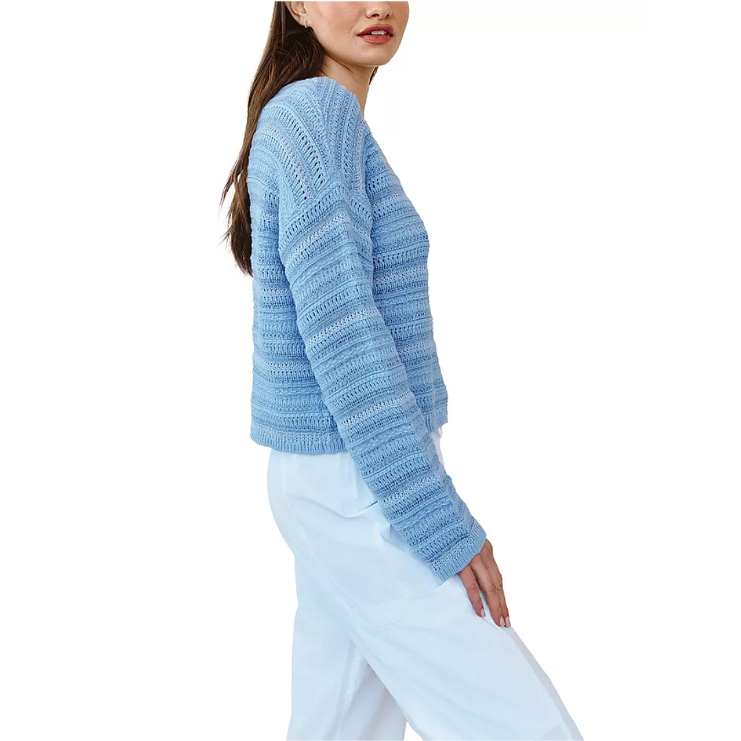 TEXTURED CREW NECK SWEATER SEA BREEZE