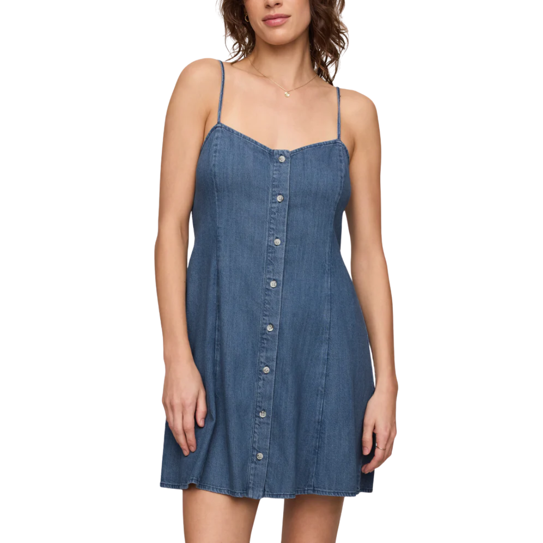 ANGEL EYES DENIM MINI DRESS MEDIUM INDIGO