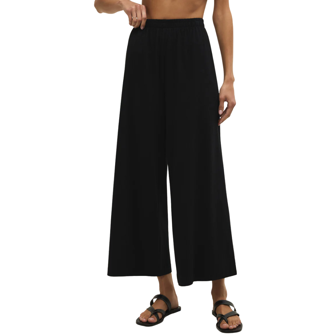 SCOUT JERSEY CROP FLARE PANT TRUE BLACK