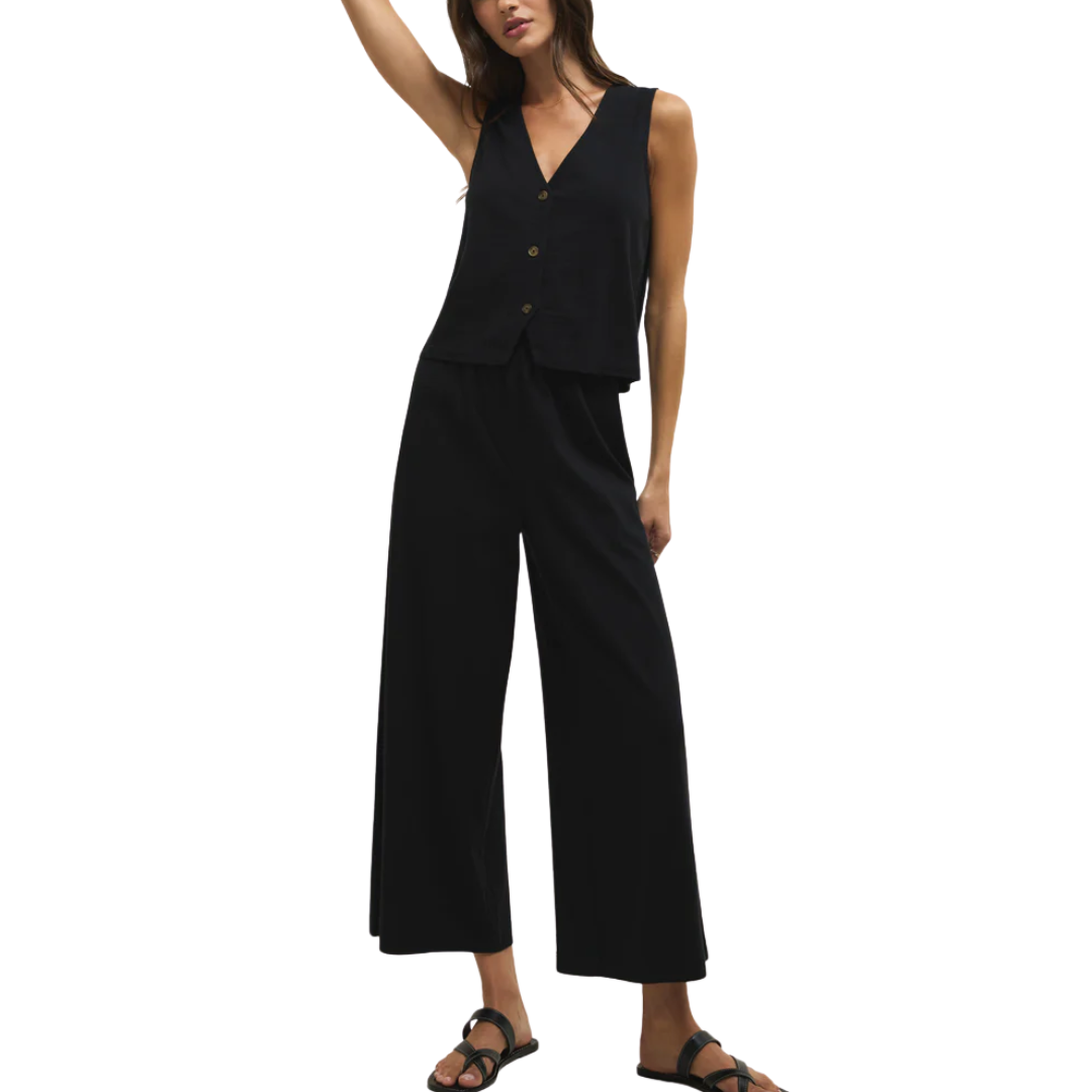 SCOUT JERSEY CROP FLARE PANT TRUE BLACK
