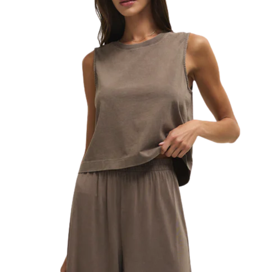 SLOANE JERSEY MUSCLE TANK PERFECTLY TAUPE