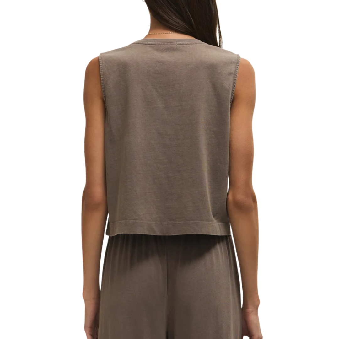 SLOANE JERSEY MUSCLE TANK PERFECTLY TAUPE