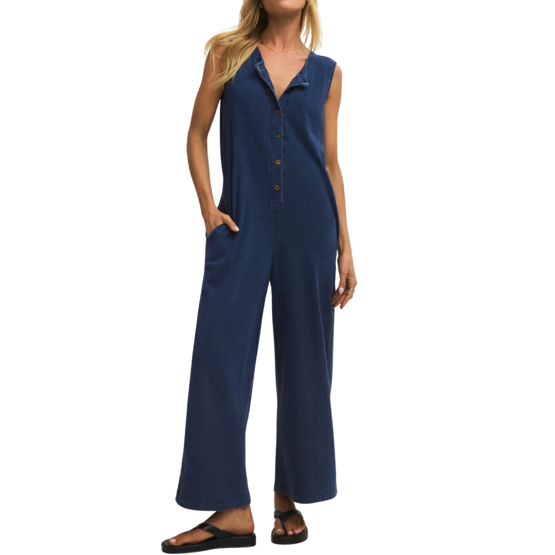 FIONA JERSEY DENIM JUMPSUIT INDIGO