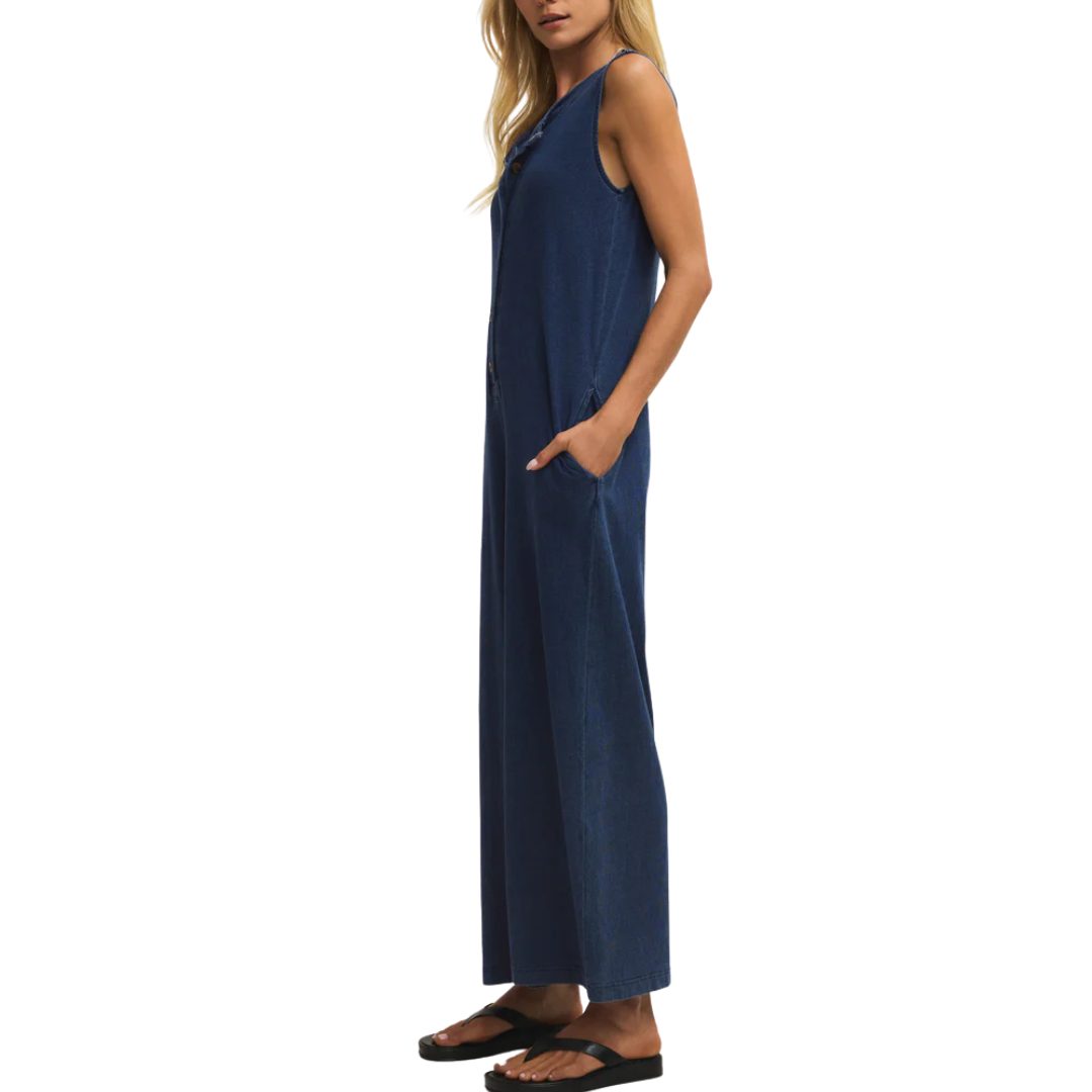 FIONA JERSEY DENIM JUMPSUIT INDIGO