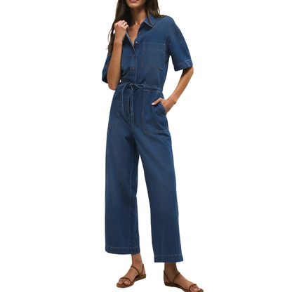 ELSIE DENIM JUMPSUIT DEEP WATER