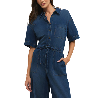 ELSIE DENIM JUMPSUIT DEEP WATER