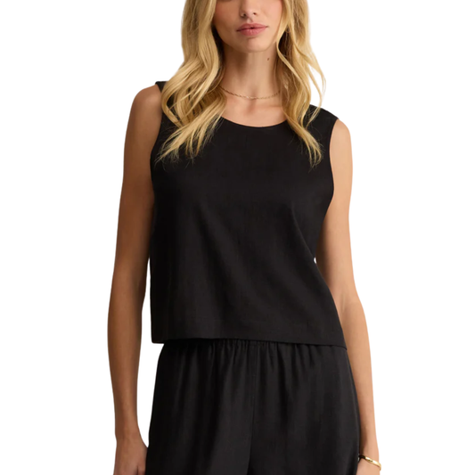 SLOANE LINEN TOP BLACK