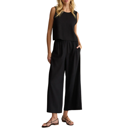 SLOANE LINEN TOP BLACK