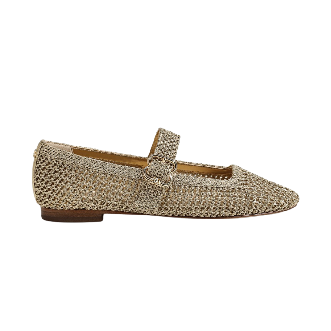 MICHAELA KNIT FLAT AMBER GOLD WOVEN