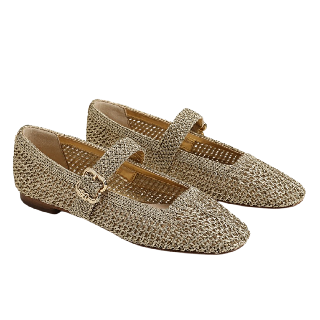 MICHAELA KNIT FLAT AMBER GOLD WOVEN