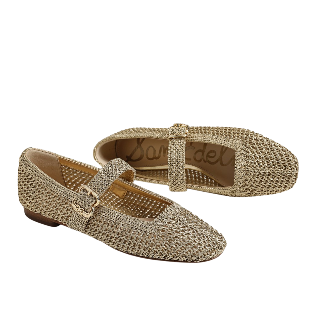 MICHAELA KNIT FLAT AMBER GOLD WOVEN