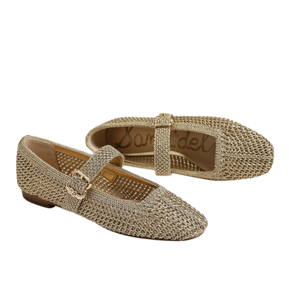 MICHAELA KNIT FLAT AMBER GOLD WOVEN