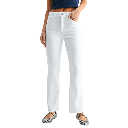 HIGH RISE CROPPED FLARE OPTIC WHITE