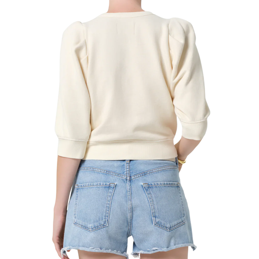 PLEATED SHORT SLEEVE TOP CREAM