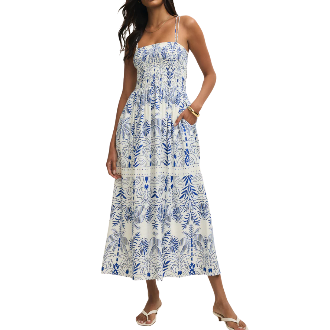 NADINE PALM MAXI DRESS NAUTICAL