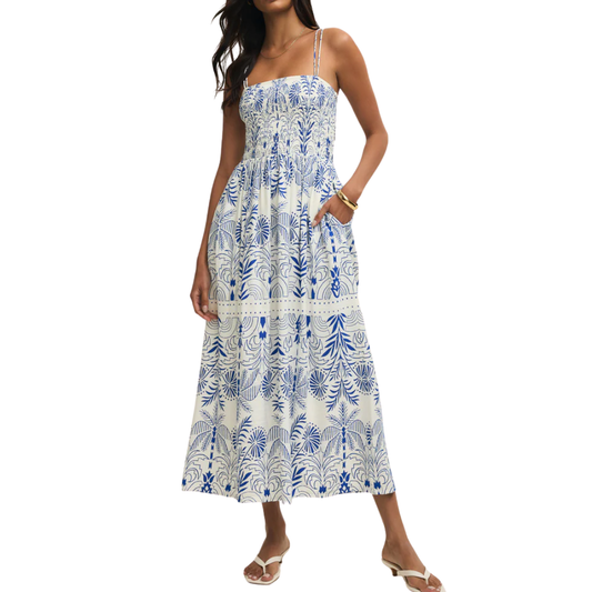 NADINE PALM MAXI DRESS NAUTICAL
