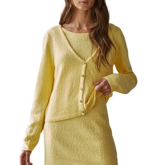IZZY V NECK CARDIGAN YELLOW