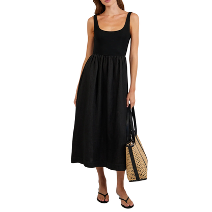 SLEEVELESS KNIT COMBO DRESS BLACK