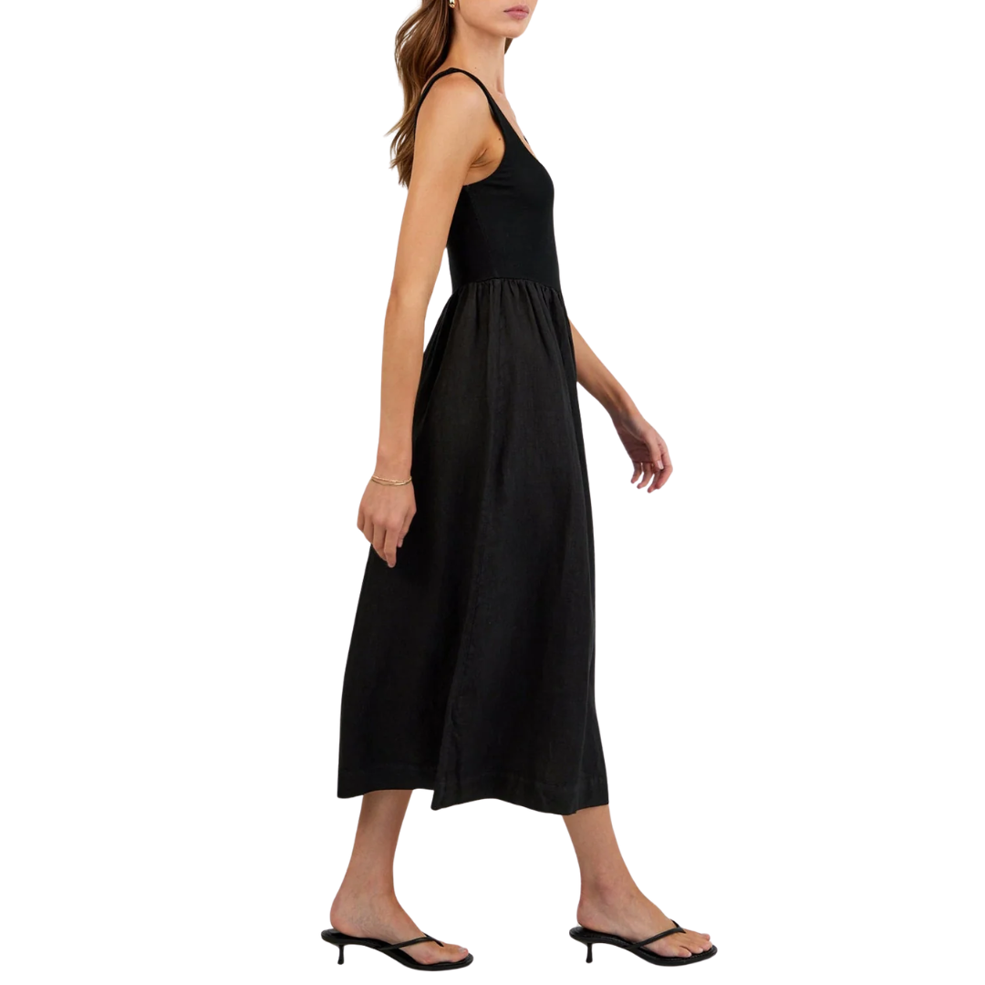 SLEEVELESS KNIT COMBO DRESS BLACK