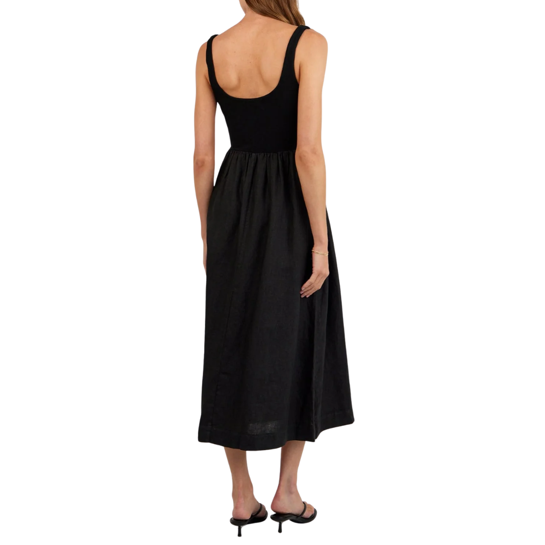 SLEEVELESS KNIT COMBO DRESS BLACK