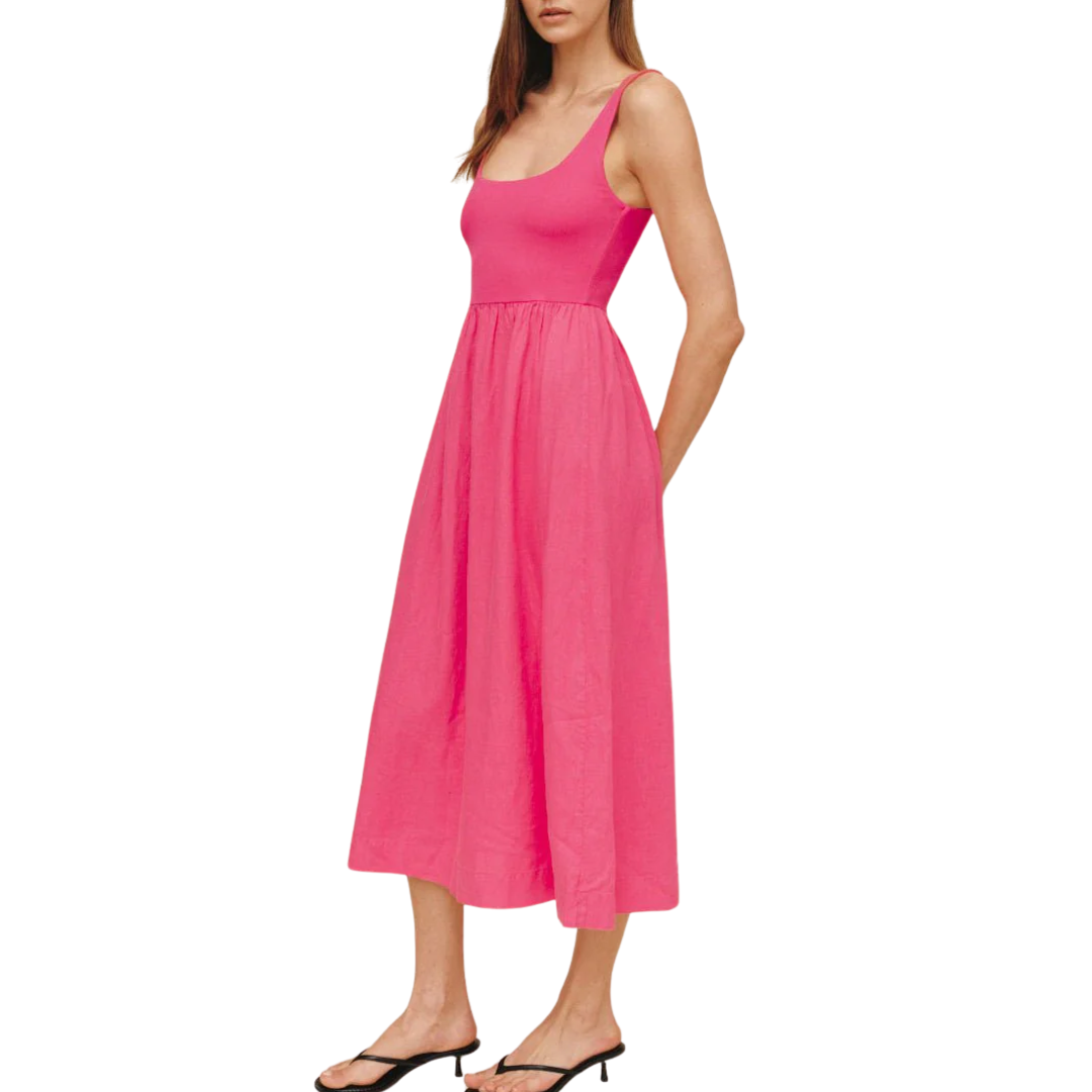 SLEEVELESS KNIT COMBO DRESS HIBISCUS