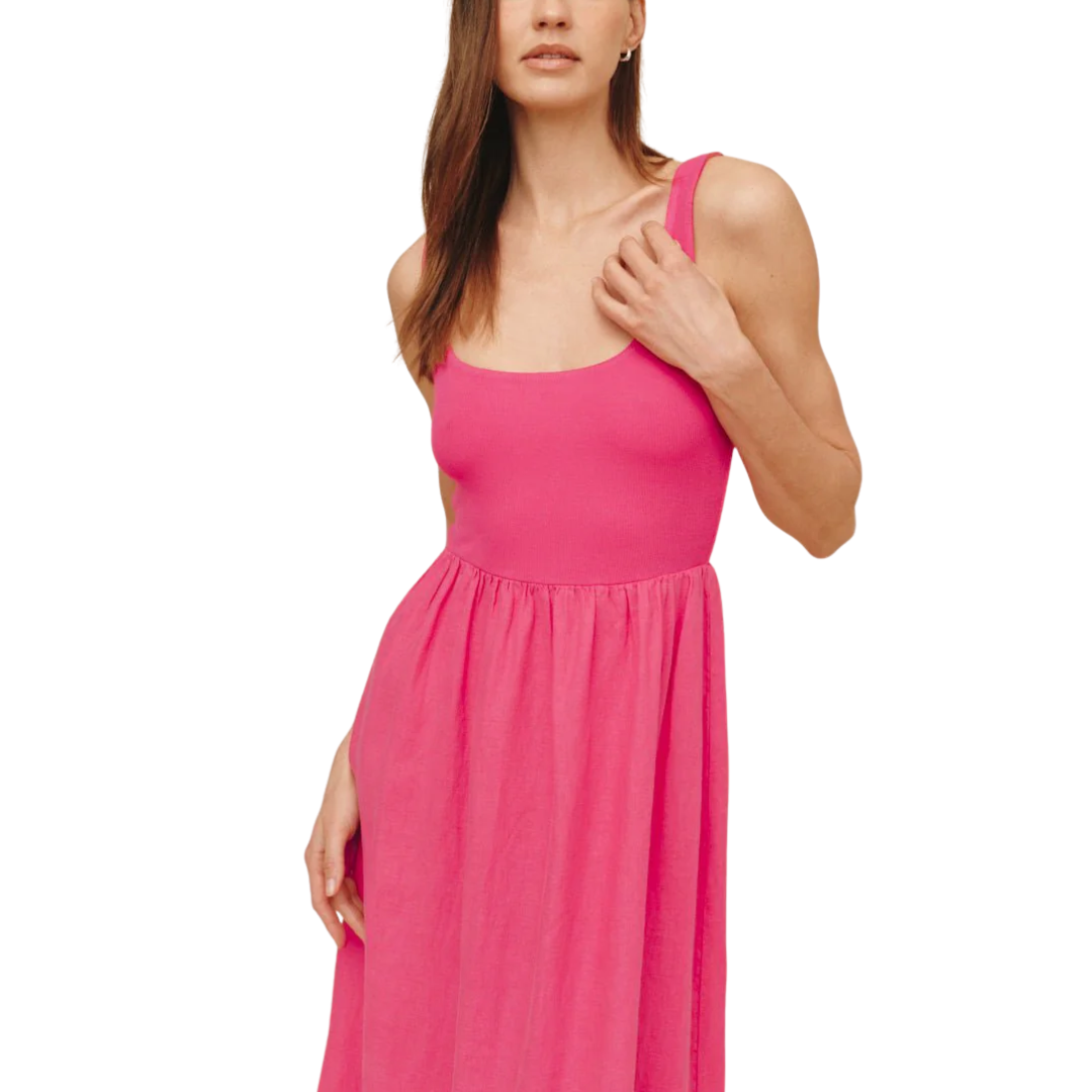 SLEEVELESS KNIT COMBO DRESS HIBISCUS