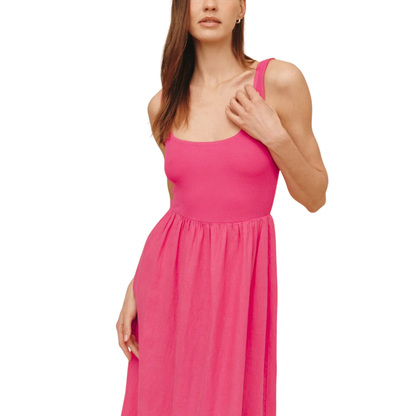 SLEEVELESS KNIT COMBO DRESS HIBISCUS