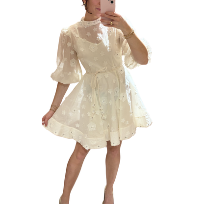 FLORAL EMBELLISHED SHEER DRESS