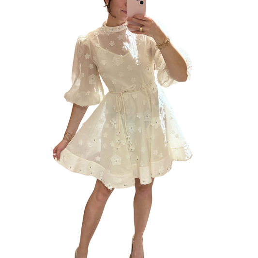 FLORAL EMBELLISHED SHEER DRESS