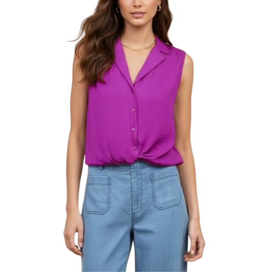 BLAIRE KNOTTED COLLARED TANK VIOLA