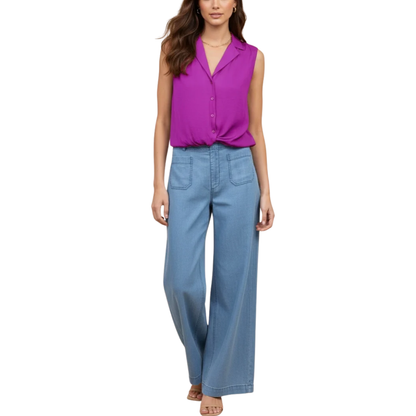 BLAIRE KNOTTED COLLARED TANK VIOLA
