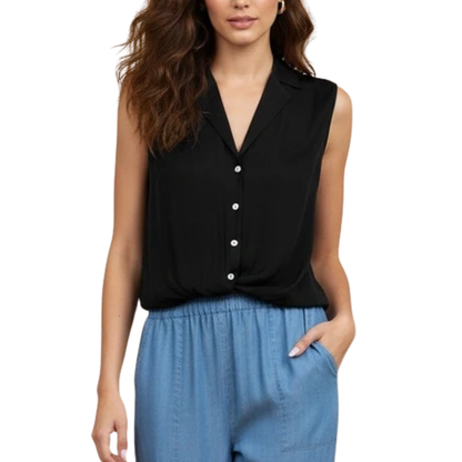 BLAIRE KNOTTED COLLARED TANK BLACK