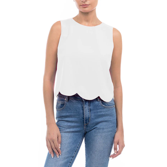 EMMY SCALLOPED HEM TOP OFF WHITE
