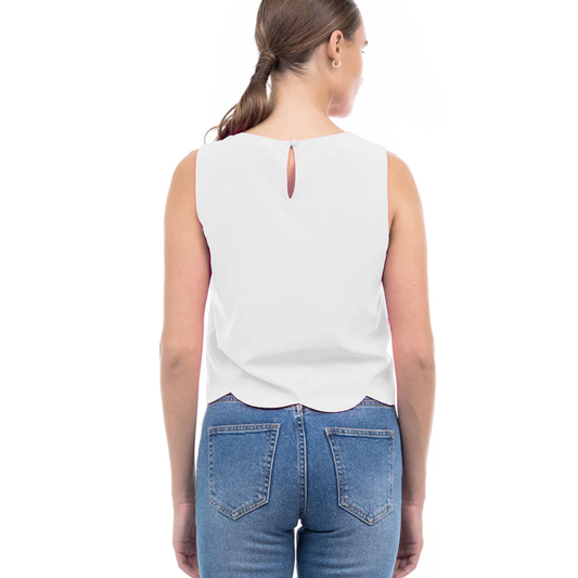 EMMY SCALLOPED HEM TOP OFF WHITE