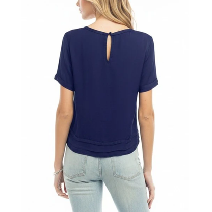 LISI CROPPED TRIM TOP NAVY