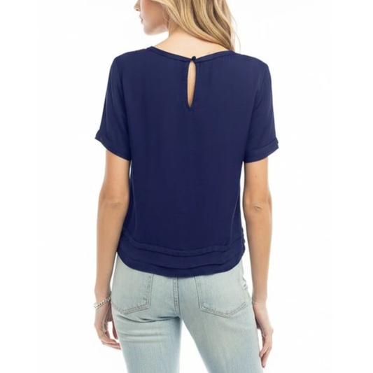 LISI CROPPED TRIM TOP NAVY