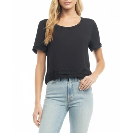 LISI CROPPED TRIM TOP BLACK