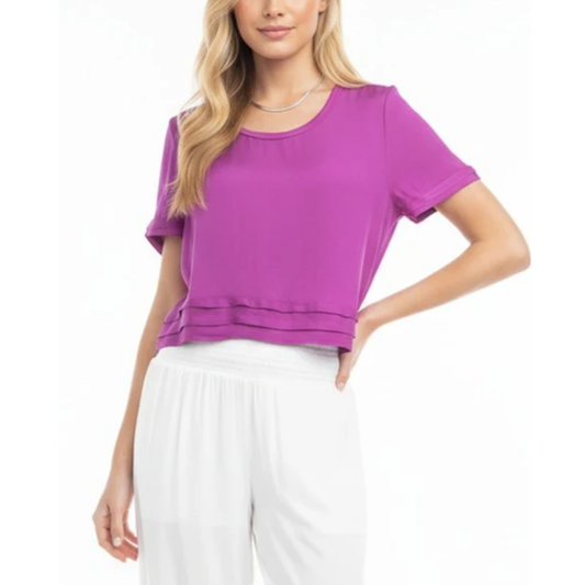 LISI CROPPED TRIM TOP VIOLA