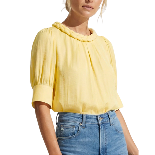 EMMA BRAIDED NECK BLOUSE PALE BANANA