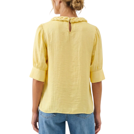 EMMA BRAIDED NECK BLOUSE PALE BANANA