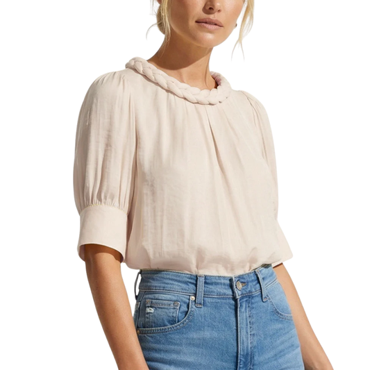 EMMA BRAIDED NECK BLOUSE PAPYRUS