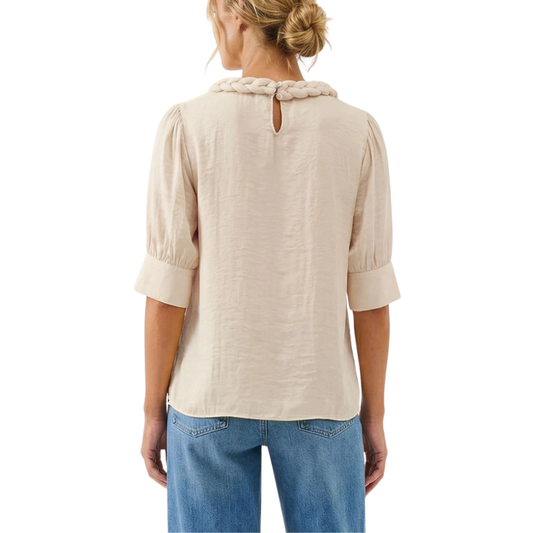 EMMA BRAIDED NECK BLOUSE PAPYRUS
